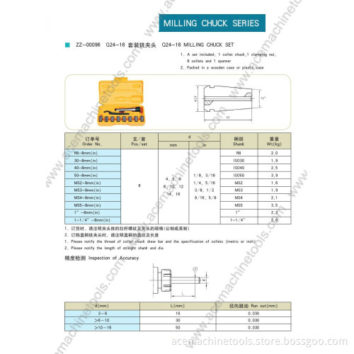 Milling Chuck Series Q24-16 Milling Chuck Set